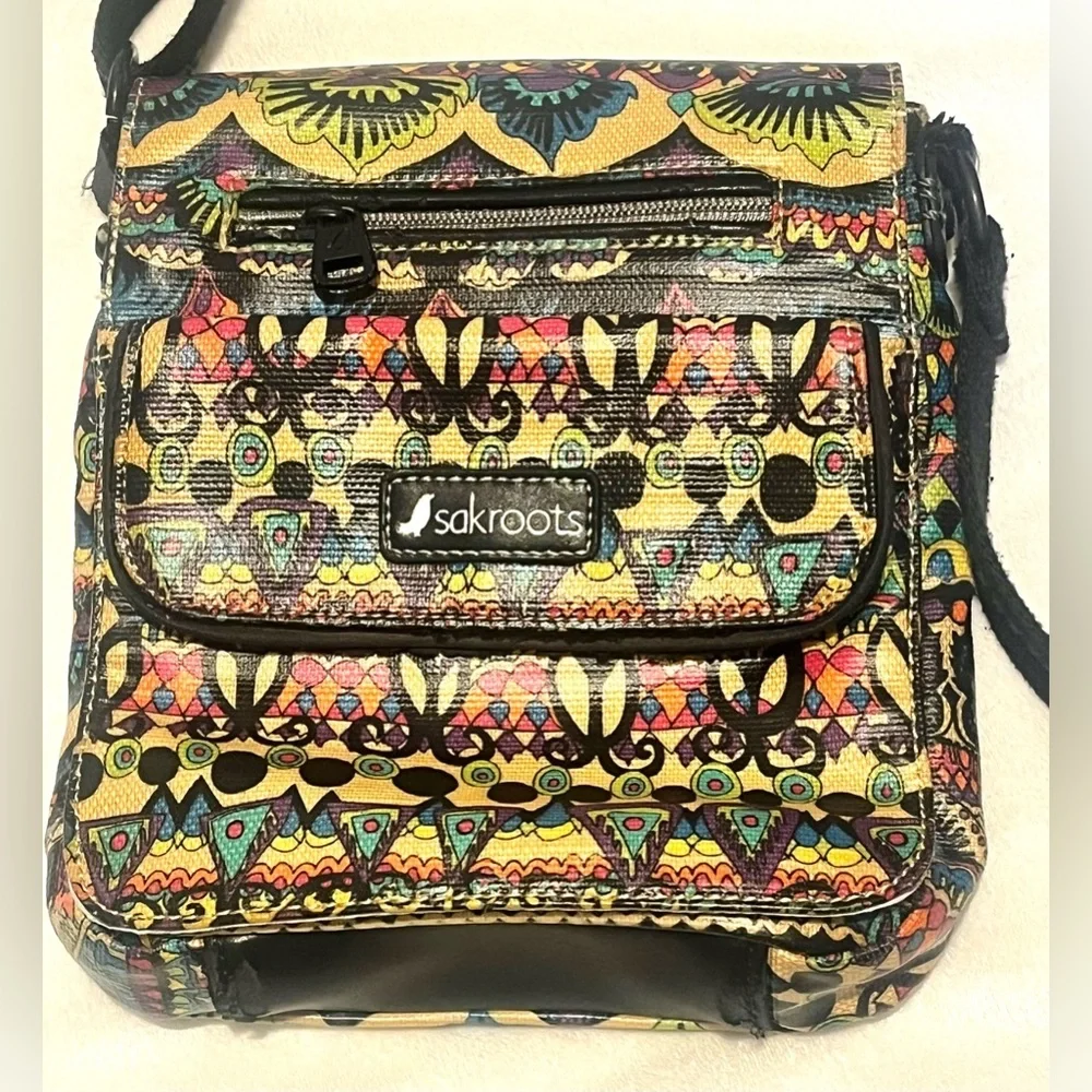 Sakroots Multicolor Crossbody Bag w Snap closure Adjustable Straps Purse - Picture 2 of 16